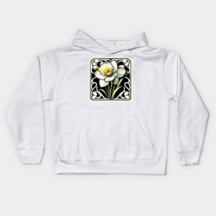 art nouveau narcissus december Birth Month Flower Kids Hoodie